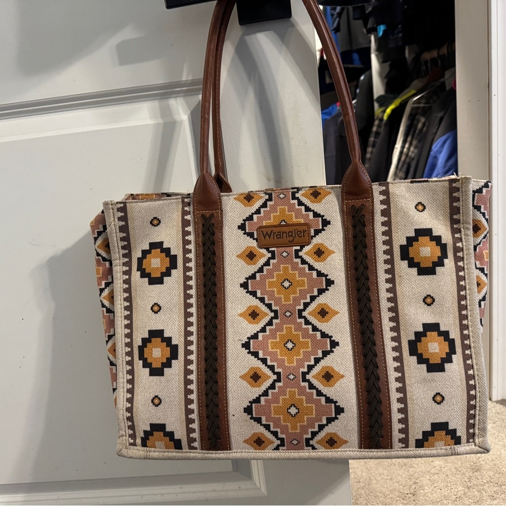 Wrangler Beige and Brown Tote Bag